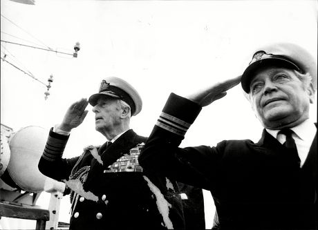 Lord Mountbatten (died 8/79) And Lt. Commander David Weston Aboard Hms Cavalier.