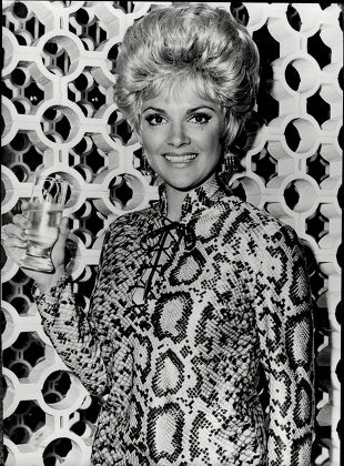 Trisha Noble Actress And Singer In Snakeskin Print Dress 1969.