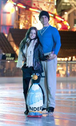Chico and Gemma Jones at the ice skating rink at the Waterfront Winterland, Swansea, Wales, Britain - 05 Dec 2012