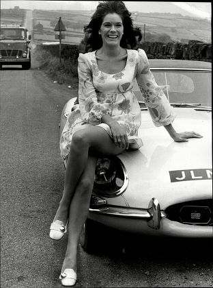 Rosemary Nicols Actress Sitting On Bonnet Of Sports Car 1970.