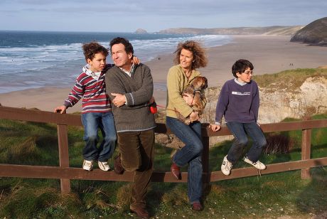 Andy Secombe and family, Perranporth, Cornwall, Britain - 19 Jul 2007