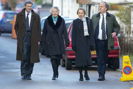The Funeral Of Lord Roy Jenkins At St. Augustine's Church East Hendred Oxon. Picture Shows - Dame Jennifer Jenkins With Her Children (from Left) Charles Cynthia And Edward.