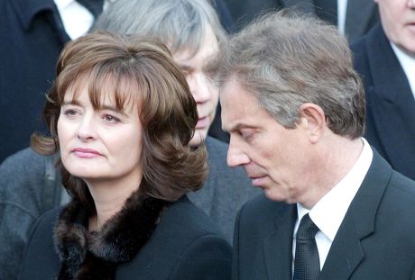 The Funeral Of Lord Roy Jenkins At St. Augustines Church East Hendred Oxon. Picture Shows - Prime Minister Tony Blair And Cherie Leave St. Augustines Church After The Funeral Of Lord Jenkins.