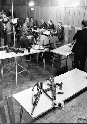 Killer Michael Ryan's Guns At The Hungerford Press Conference Type 56 Assault Rifle M1 Carbine Beretta 92fs The Hungerford Massacre On 19 August 1987. The Gunman 27-year-old Michael Robert Ryan Armed With Two Semi-automatic Rifles And A Handgun Shot