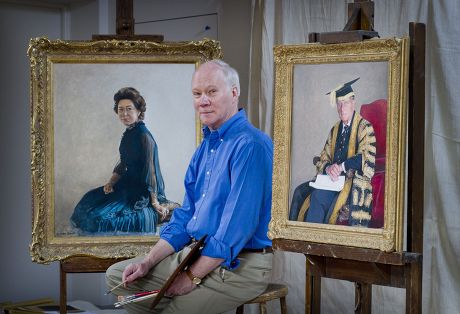 Royal artist Richard Stone in his studio at his home, West Bergholt Lodge, Colchester, Britain - 06 Feb 2013