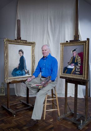Royal artist Richard Stone in his studio at his home, West Bergholt Lodge, Colchester, Britain - 06 Feb 2013