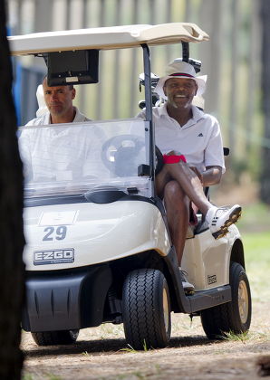 Samuel L. Jackson playing golf at the Observatory Golf Club, Johannesburg, South Africa - 12 Mar 2013