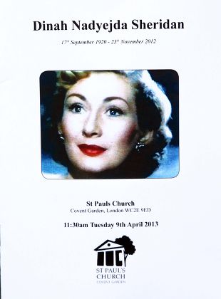 Dinah Sheridan memorial service, St Paul's Church, Covent Garden, London, Britain - 09 Apr 2013