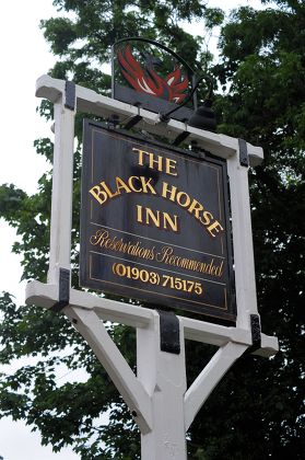 Black Horse Inn Pub Sign Climping Editorial Stock Photo - Stock Image