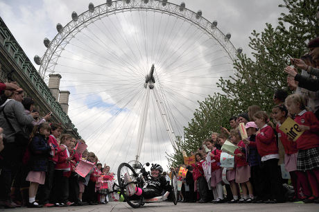 Paraplegic Claire Lomas completes her 400 mile hand cycle, London, Britain - 13 May 2013