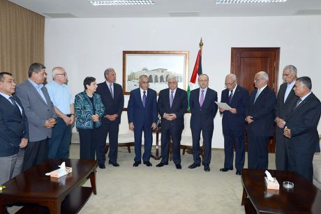 Palestinian President Mahmoud Abbas honours former Prime Minister Salam Fayyad, Ramallah, West Bank, Palestinian Territories - 08 Jun 2013