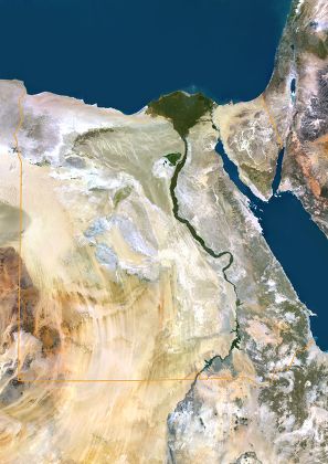 Egypt True Colour Satellite Image Border Editorial Stock Photo - Stock 