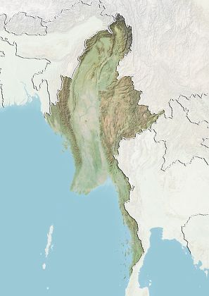 Myanmar Relief Map Border Mask Editorial Stock Photo - Stock Image ...