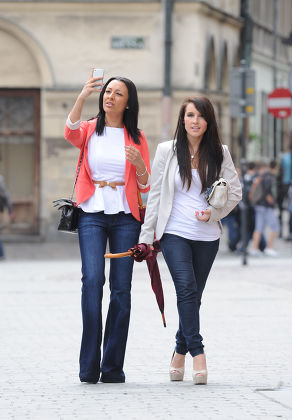 Kaya Hall (left) Girlfriend Of Phil Jones Takes A Walk In The Centre Of Krakow Poland . Picture - Mark Large - 13.06.12.