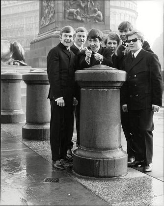 Pop Group 'the Riot Squad' In Trafalgar Square L-r Graham Bonney Bob Evans John Mitchell Mark Stevens Ron Ryan And Mike Martin The Riot Squad Were A Pop Group From London Initially Managed And Produced By Larry Page And Later For Their Reunion By J