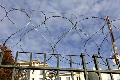 Barbed Wire Around Abandoned Building Puy Editorial Stock Photo - Stock