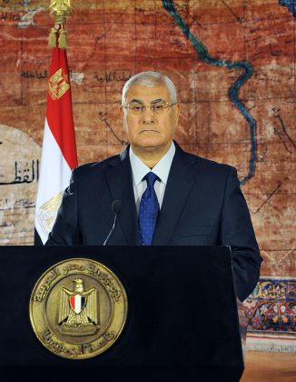 Egypt's Interim President Adly Mansour in a Nationally Televised Speech in Cairo, Egypt - 21 Jul 2013