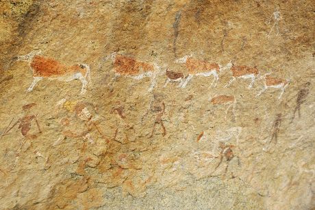 Rock Painting Humans Animals Tsisab Gorge Editorial Stock Photo - Stock ...