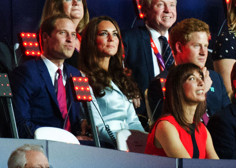 London Olympics 2012 - Olympics Opening Ceremony- Prince William And Catherine Duchess Of Cambridge With Prince Harry And Colin Moynihan (behind) And Samantha Cameron (front).