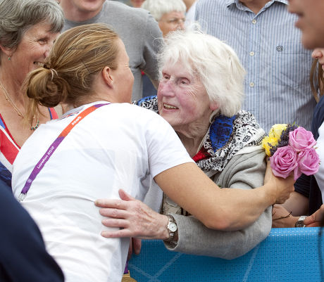 Helen Glover And Grandmother Joan Tucker. Helen Glover And Heather Stanning. London Oympics 2012. Rowing. Team Gb Compete In The Womans Pair Final. Pictures...... David Crump. 1/8/2012 Exc Print Before Web / London Olympics 2012.