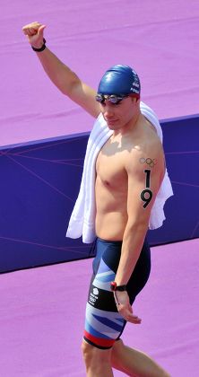London Olympics 2012 Mens Marathon 10km Swimming In The Serpentine Hyde Park London. Team Gb Contender Daniel Fogg.