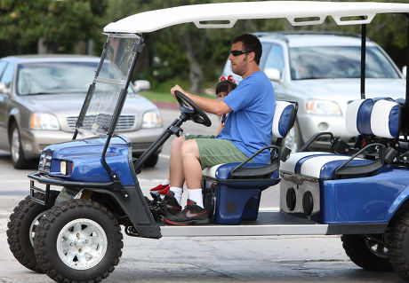 Adam Sandler and daughter Sadie out and about in his golf cart, Los Angeles, America - 27 Aug 2013