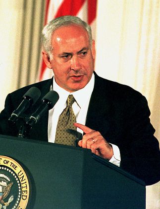 ISRAELI PRIME MINISTER BINYAMIN NETANYAHU SPEAKS PRECEEDING THE SIGNING OF THE WYE RIVER ACCORDS AT THE  WHITE HOUSE, WASHINGTON - 23 OCT 1998