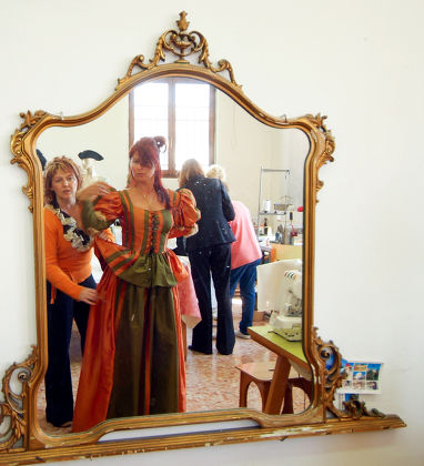 Katharina Miroslava working on costumes in Venice Prison, Venice, Italy - 18 Feb 2011