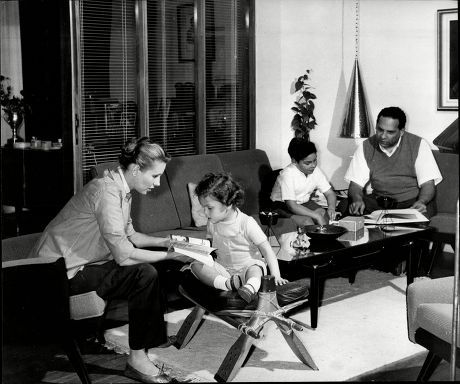 Bandleader Edmundo Ros At Home With His Wife Britt (now Mrs Carlos Camacho) And Their Children Douglas (6) And Louisa (2).