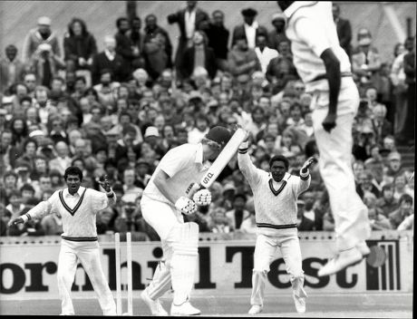Cricket: West Indies Tour Of England 1980 - England V West Indies Third Cornhill Test At Old Trafford - Graham Dilley Is Bowled By Joel Garner.