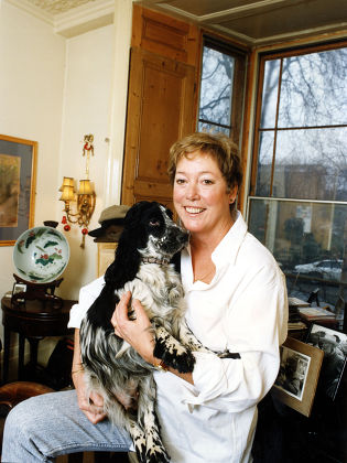Susan Elliott (d. 4/2007) With Dog Widow Of Actor Denholm Elliott 1992.