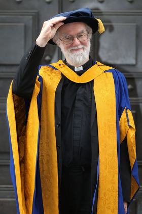 Former Archbishop of Canterbury Dr Rowan Williams receiving honorary degree from Anglia Ruskin University, Cambridge Corn Exchange, Britain - 01 Oct 2013