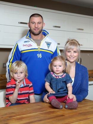 Warrington Wolves Rugby League Player Paul Wood At Home With His Wife Shelley And Children Darcey And George. Picture By Ian Hodgson/daily Mail.