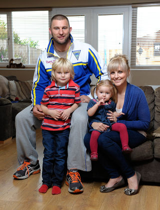 Warrington Wolves Rugby League Player Paul Wood At Home With His Wife Shelley And Children Darcey And George. Picture By Ian Hodgson/daily Mail.