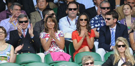 Pippa Middleton With Her Parents Michael Middleton And Carole Middleton And Alex Louden At The Wimbledon Tennis Championships 2011 Jo-wilfried Tsonga V Roger Federer Match.