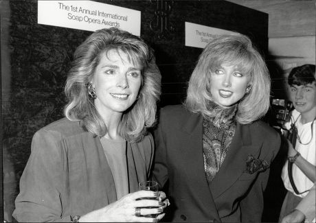 Jan Harvey Pictured With Morgan Fairchild At The 1st Annual International Soap Opera Awards At The Royal Lancaster Hotel.