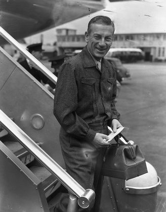Hoagy Carmichael (howard Hoagland Carmichael) American Musician And Composer Of 'stardust' Seen Arriving At London Airport For A Variety Tour Of England. Glass Neg.