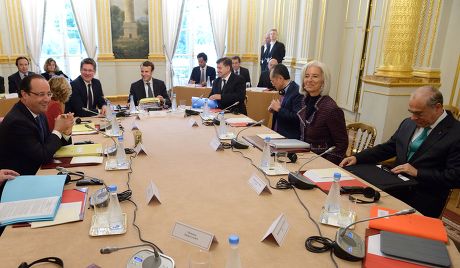 French President Francois Hollande attends a meeting with leaders of the world organizations linked to G20, Paris, France - 08 Nov 2013