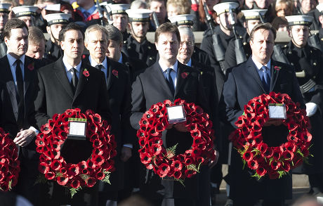 Ed Milliband Nick Clegg And David Cameron Attending Rememberence Sunday At The Cenotaph. - 11.11.12.
