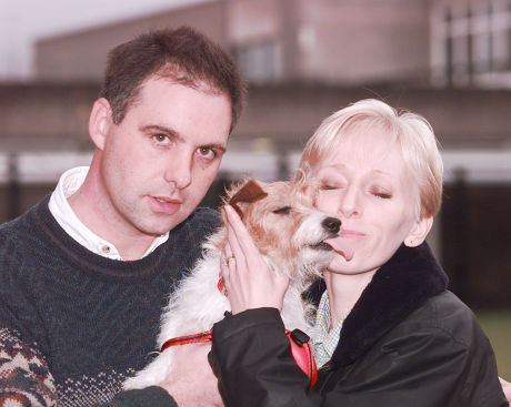 Stuart Smith And Alison Smith With Their Jack Russell Dog Gemma Who Was Being Walked By Kate Bushell When She Was Murdered Exwick Near Exeter 1997.