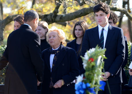Barack Obama lays a wreath at President John F Kennedy's gravesite, Arlington National Cemetery, America - 20 Nov 2013