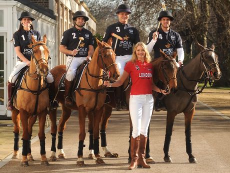 Jodie Kidd With Brother Jack (right) And Kirsty Craig Jamie Morrison And Henry Brett (right) At The Launch Of The World Polo Series At The Hurlington Club London.