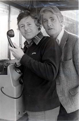 On The Telephone. Dj's Michael Aspel And Pete Murray Who Are Appearing In 'say Who You Are' At The Yvonne Arnaud Theatre Gilford....television Presenter.