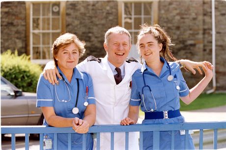 Television Programme 'casualty' 1994 Sorcha Cusack As Kate Wilson Derek Thompson As Charlie Fairhead And Lisa Coleman As Jude Kocarnik.