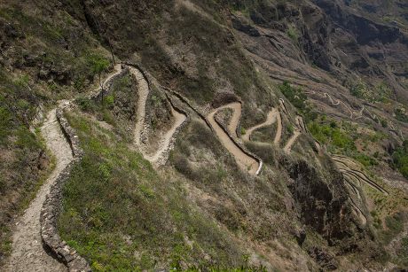 Hiking Trails On Steep Slopes Valley Editorial Stock Photo - Stock ...