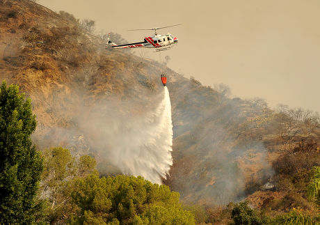 Helicopter Drops Water Over Wildfire Foothills Editorial Stock Photo ...