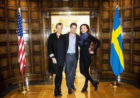 Press meeting at the US Embassy in Stockholm for new TV-series "Welcome to Sweden", Stokholm, Sweden - 18 Feb 2014