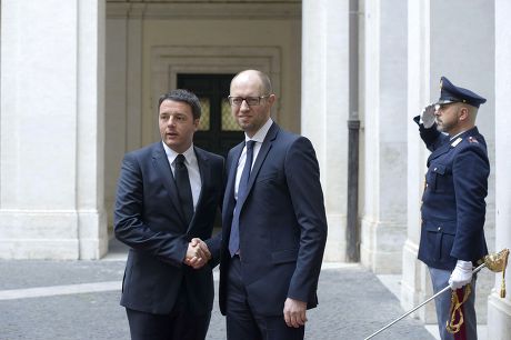 Italian Prime Minister Matteo Renzi meets Ukrainian Prime Minister Arseny Yatseniuk in Rome, Italy - 26 Apr 2014