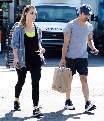 Joe Jonas and Blanda Eggenschwiler leaving Vons Pavilions, Los Angeles, America - 30 Apr 2014