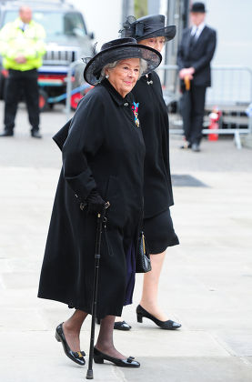 Guests Arrive At The North Entrance Of St Pauls Cathedral In The City Of London For Baroness Thatchers Funeral. London Uk 17/04/2013 Pictured Baroness Betty Boothroyd.
